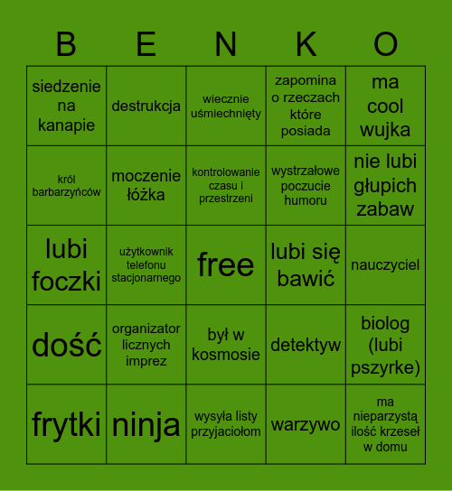 Benek Patison Bingo Card