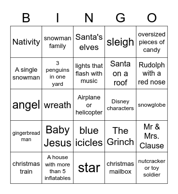 Christmas Light Bingo Card