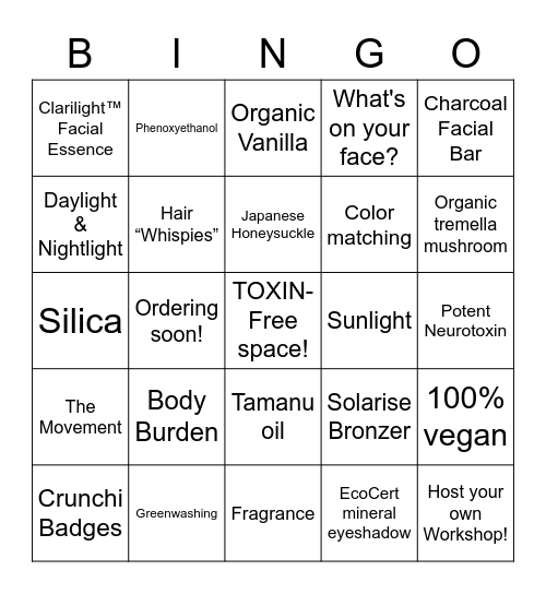 Crunchi Workshop Bingo Card