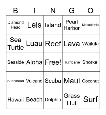Aloha Bingo Card