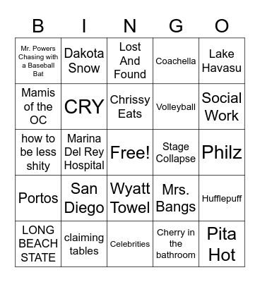 RHS Bingo! Bingo Card