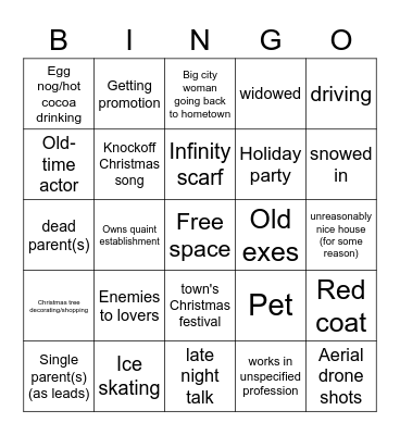 Hallmark/Lifetime Christmas Card Bingo Card