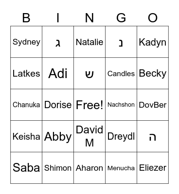 Family Bingo Card