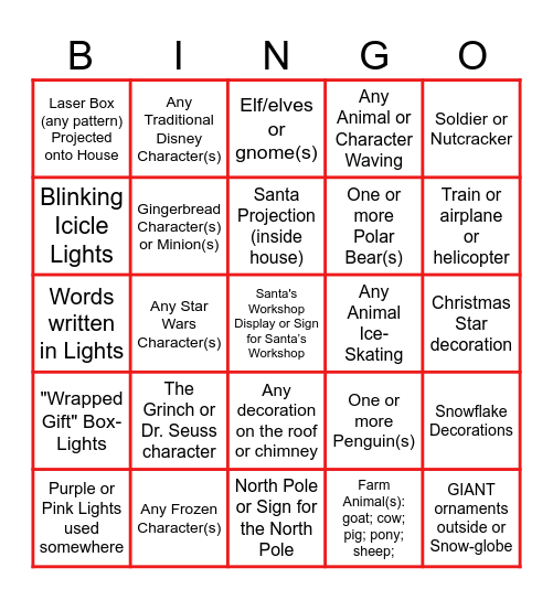 Christmas Lights BINGO 2023 Chilliwack Version Bingo Card