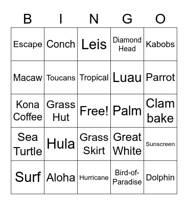 Aloha Bingo Card
