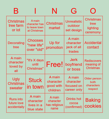 Hallmark Christmas Movie Bingo Card