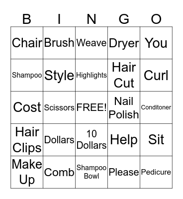 Hair Salon BINGO Card