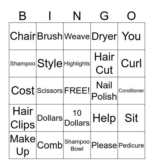 Hair Salon BINGO Card