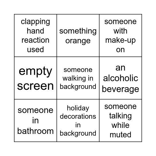 Zoom Bingo Card