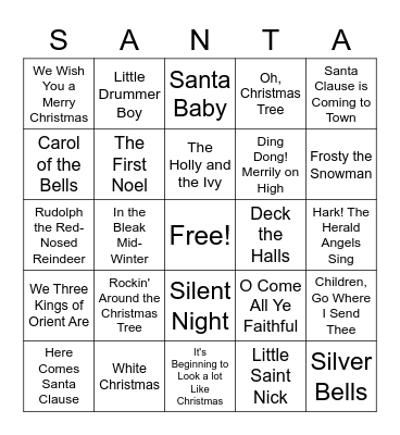Christmas Song Bingo! Bingo Card