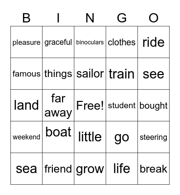 Sinbad Bingo Card