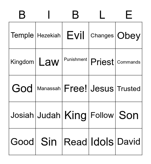 Bible Bingo Card