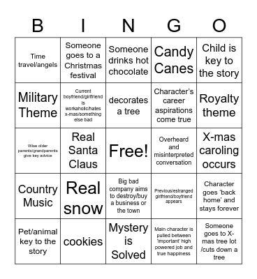 XMAS Movie Bingo Card