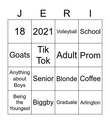 Jeri Bingo Card