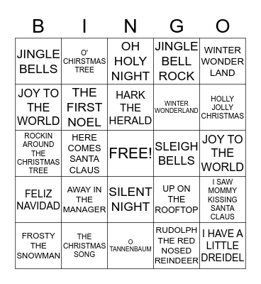 HOLIDAY CAROLS Bingo Card