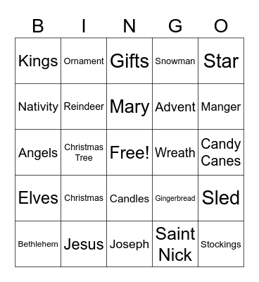 Advent Bingo Card