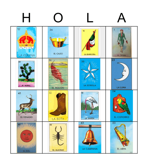 LOTERIA Game Night Bingo Card