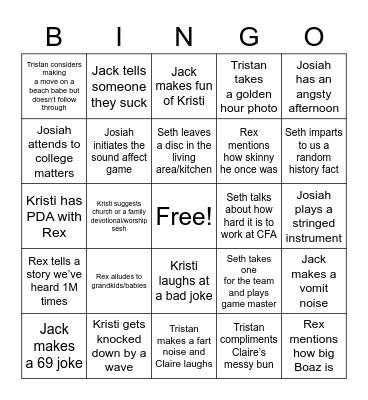 2020 Henderson Vacation Bingo Card