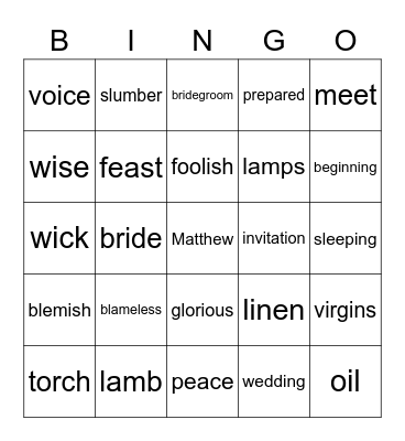 Matthew 25 Bingo Card