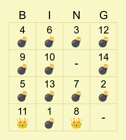 Cinderella Day Bingo Card