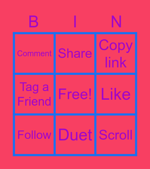 TikTok bingo Card