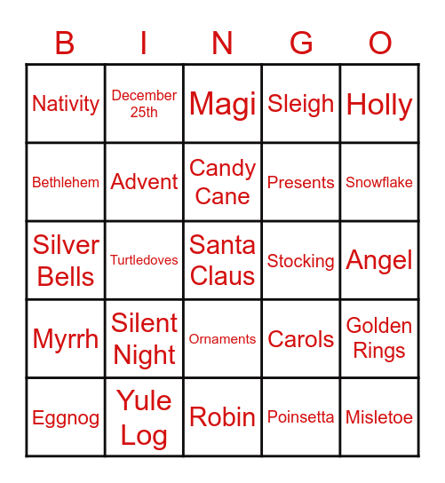 NCNW Virtual Holiday Bingo Card