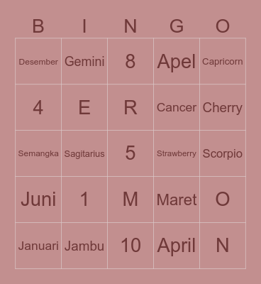 Ning’s Bingo! Bingo Card