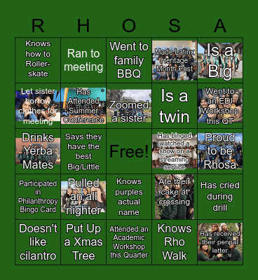 RHOSA BINGO Card