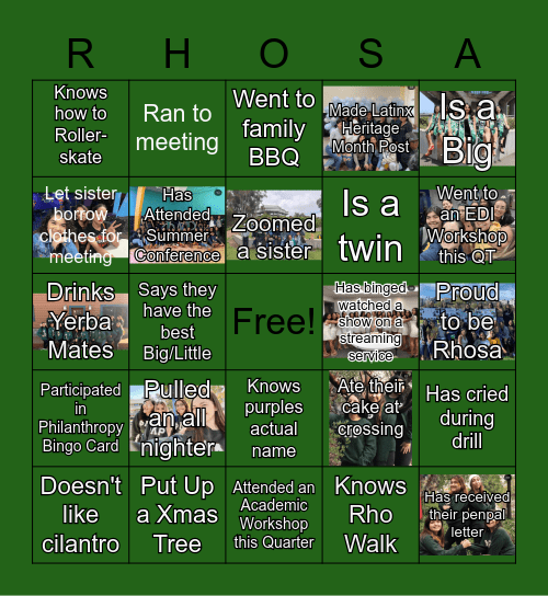 RHOSA BINGO Card