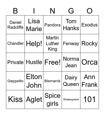 TRingo! GENERAL TRIVIA #1 Bingo Card