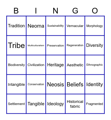 'Our culture, Our future' Bingo Card