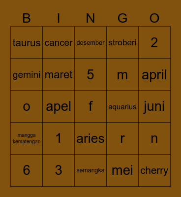 Jiaqi's Bingo Card