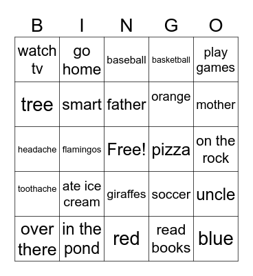 Elementary A Forest Bingo Card