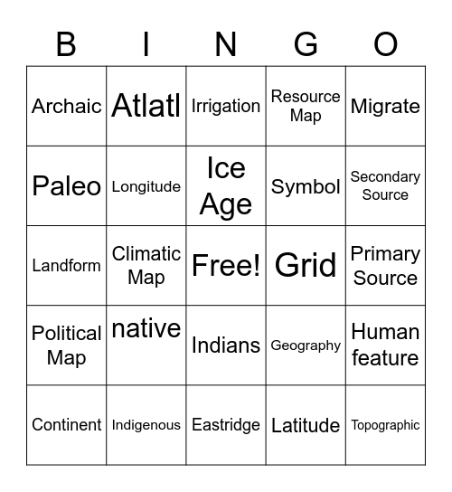 All About Words Bingo Card