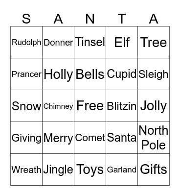 SANTA BINGO Card