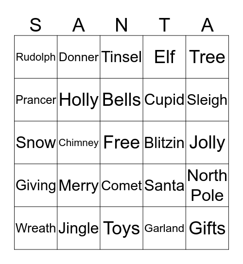 SANTA BINGO Card