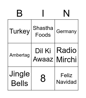 IW Holiday Bingo Card