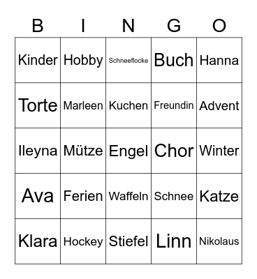 Elins 9. Geburtstag Bingo Card