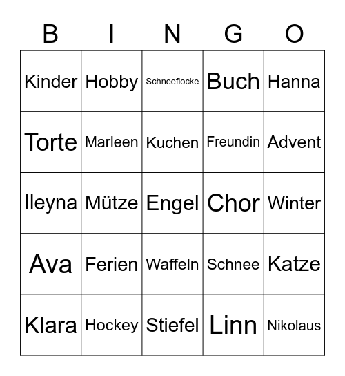 Elins 9. Geburtstag Bingo Card