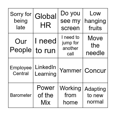 Global HR Christmas Bingo Card