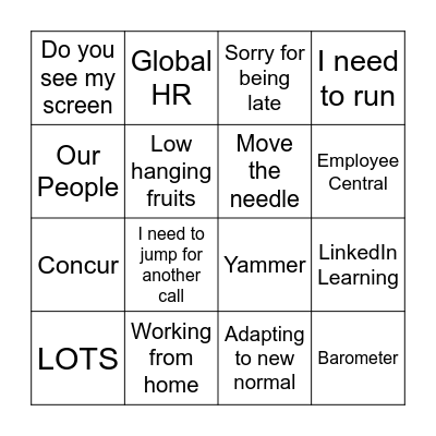 Global HR Christmas Bingo Card