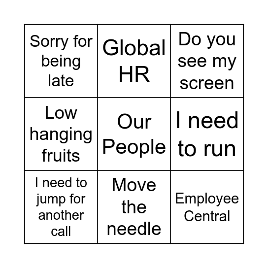Global HR Christmas Bingo Card