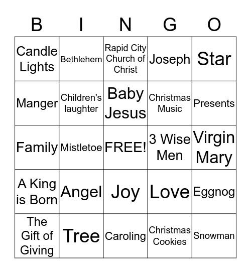 Christmas BINGO Card
