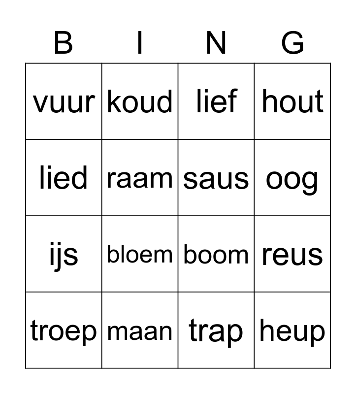woordenbingo Card