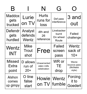 Bad Birds Bingo Card