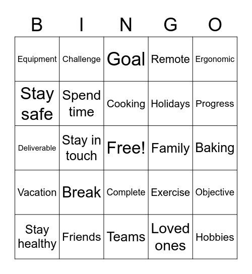 Holiday Corporate Bingo Card