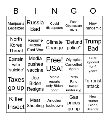 2021 Bingo Card