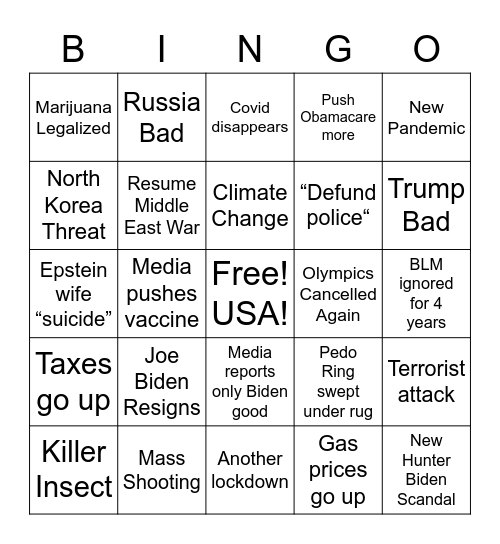 2021 Bingo Card