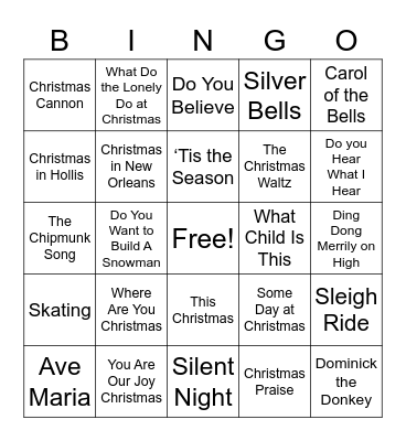 UPCAG Christmas Singo Bingo Card