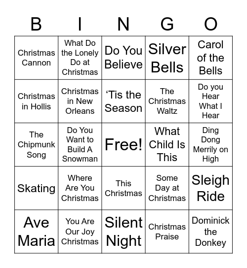 UPCAG Christmas Singo Bingo Card